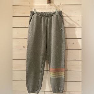 Patagonia Men's Line Logo Ridge Stripe Uprisal Sweatpants in Gravel Heather
